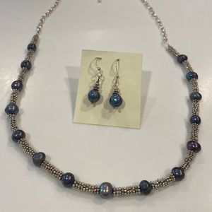 Black freshwater Pearl necklace set